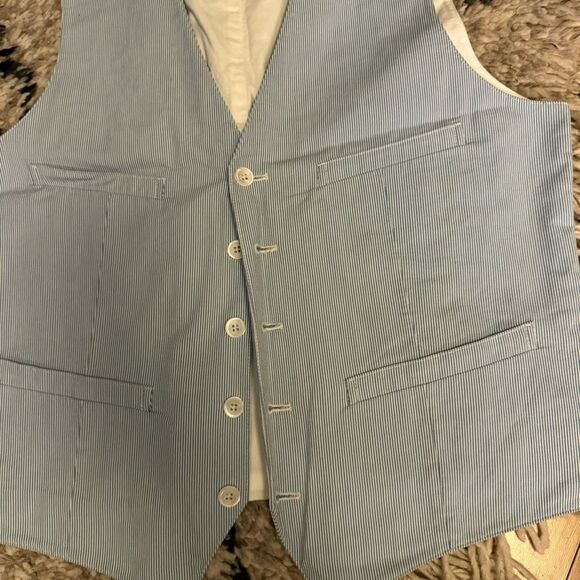 RUGBY RALPH LAUREN blue seersucker vest - Picture 3 of 4